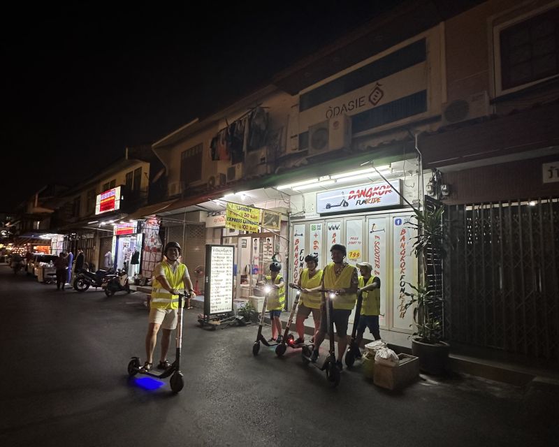Bangkok By Night by Electric Scooter &/or Bike - Short Local Stops and Wat Prayurawongsawat Worawihan
