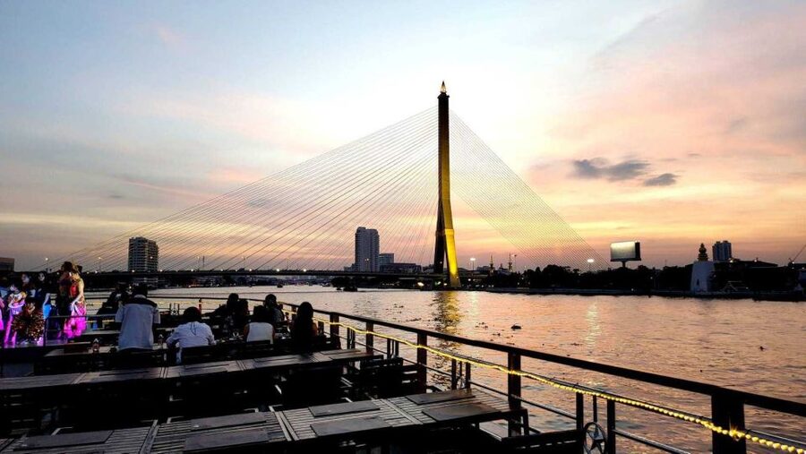 Bangkok: Calypso x White Orchid Cruise with Private Transfer - Chao Phraya sunset dinner cruise: what the 5:00 pm to 7:00 pm block feels like