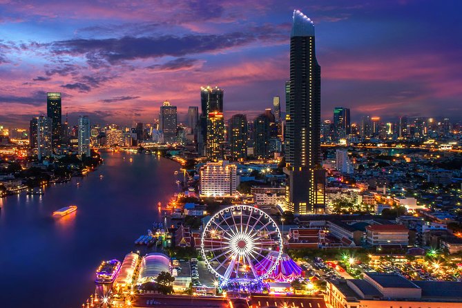 Bangkok Chao Phraya River Sunset Cruise Tour Admission Ticket - The river route: Rama VIII Bridge, the Grand Palace area, and Wat Arun at night