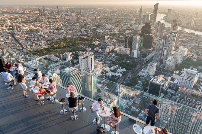 Bangkok Damnoen Saduak, Train Market, Mahanakhon Skywalk - King Power Mahanakhon and the Skywalk payoff above Bangkok