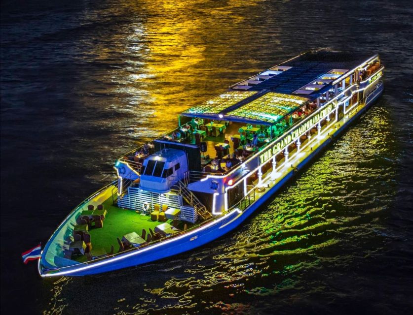 Bangkok: Grand Chao Phraya Dinner Cruise with Live Show - Boarding on an open-air deck, and what night feels like