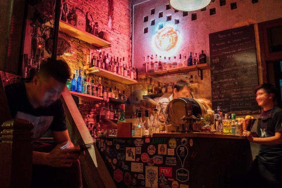 Bangkok: Guided Bar Hopping Night Tour with Private Option - Low-impact Bangkok at night: glass bottles and carbon offset credits