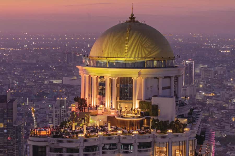 Bangkok: Lebua Sky Bar & China Town Street Food by Tuk Tuk - Lebua Sky Bar from the 63rd floor, with Bangkok at twilight