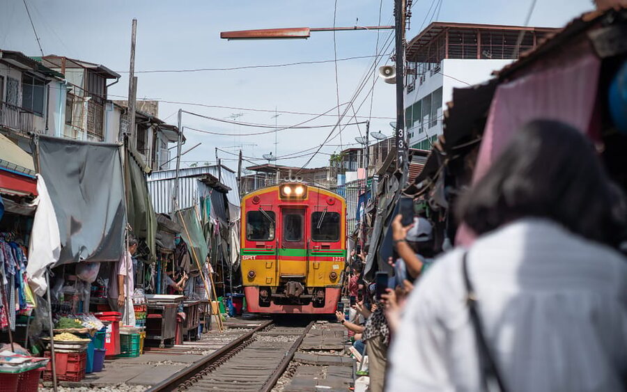 Bangkok: Maeklong Railway Market and Amphawa Floating Market - Maeklong Railway Market, where stalls reset for the train