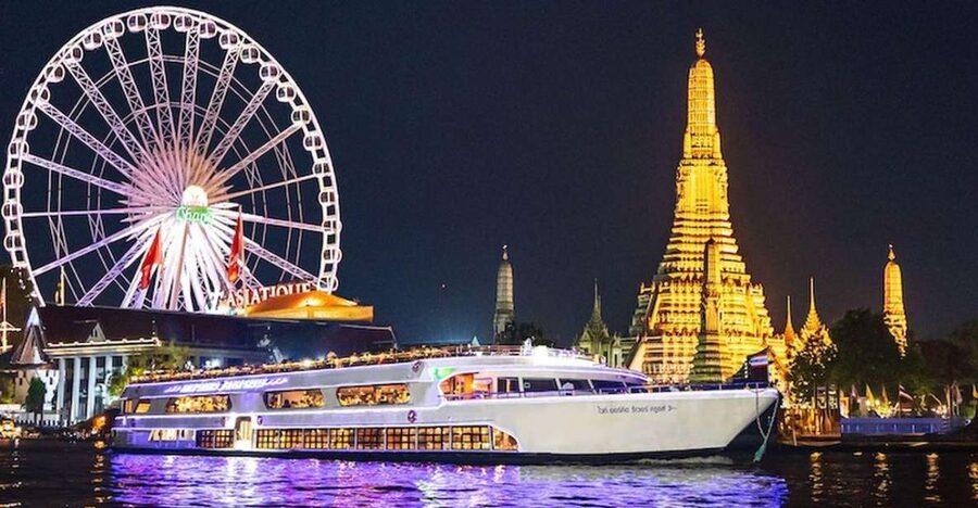 Bangkok: White Orchid Chao Phraya Dinner Cruise free Beer - Entertainment schedule: Thai dance, cabaret, music, and disco