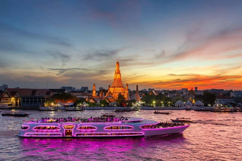 Bangkok: Wonderful Pearl Cruise with Optional Hotel Transfer - Boarding, Welcome Drinks, and the First Stage Show