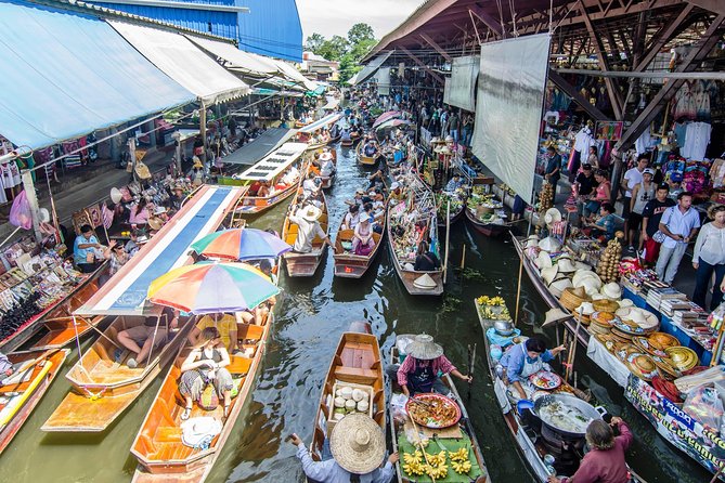 From Bangkok : Damneon Saduak Floating Market & Erawan Waterfall - Damnoen Saduak Floating Market: canal life, street food, and a long-tail boat ride