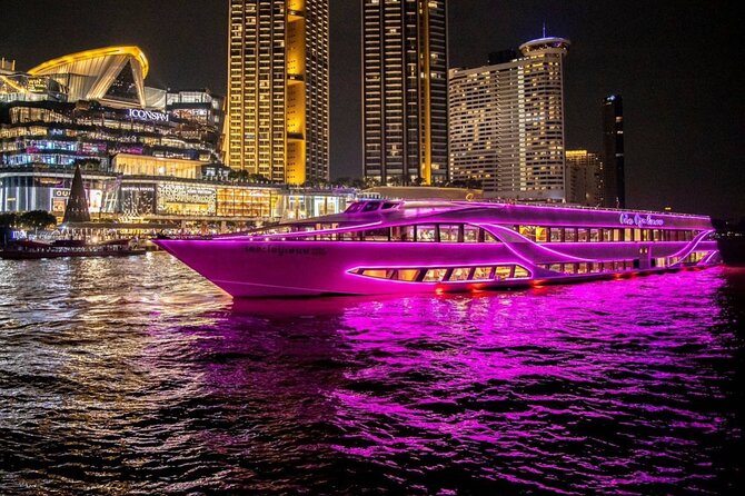 Opulence Buffet Dinner Cruise & Cultural Show - Night views along the Chao Phraya: Wat Arun, Emerald Buddha, Grand Palace, and the tide factor
